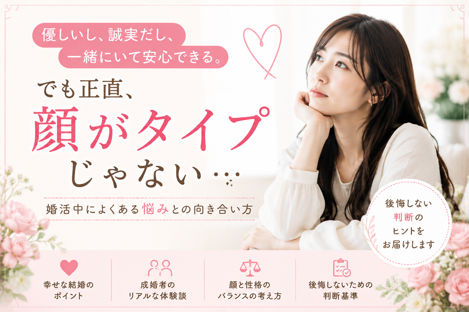 「優しいし、誠実だし、一緒にいて安心できる。でも正直、顔がタイプじゃない...」との向き合い方
