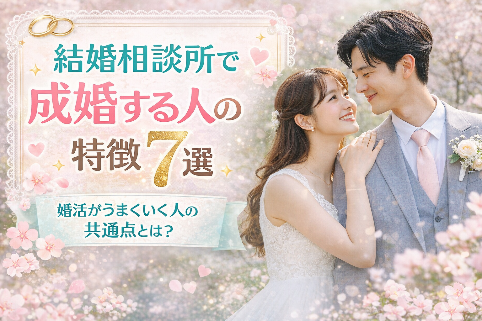 "結婚相談所で成婚する人の特徴7選"婚活がうまくいく人の共通点とは？